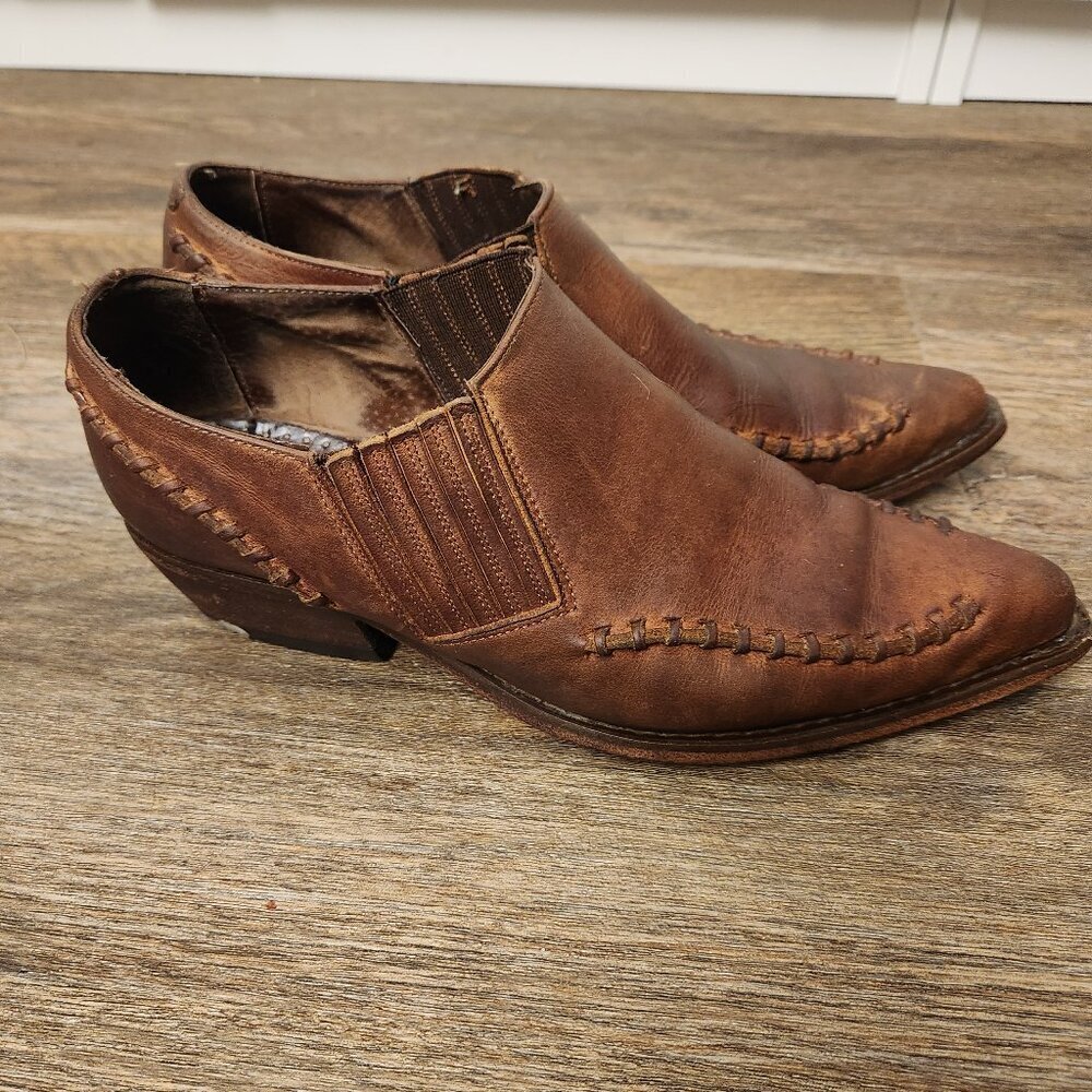 Vintage Guess by Georges Marciano Leather Western Cowgirl Bootie Loafers SZ 7.5